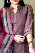 Americanchoice Handloom South Cotton Manglagiri Kurta With Pant & South Cotton Dupatta Set - Image 2