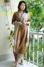 Americanchoice Brown Handloom South Cotton Kurta and Pant Set with South Cotton Dupatta - Image 2