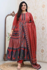 Americanchoice Cotton Jaipuri Print Kurta With Pant & Dupatta Set