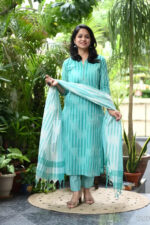 Americanchoice Handloom South Cotton Kurta With Pant & South Cotton Dupatta Set - Image 2