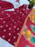 Americanchoice Fully Stitched Designer Pure Chinnon Dress Dupatta Set - Image 3