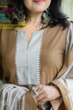 Americanchoice Brown Handloom South Cotton Kurta and Pant Set with South Cotton Dupatta - Image 3