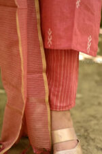 Americanchoice Pink Handloom South Cotton Kurta and Pant Set with Kota Doria Dupatta - Image 3