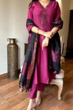 Americanchoice Handloom Cotton Embroidered Kurta With Pant & Dupatta Set - Image 6