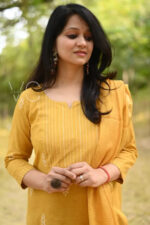 Americanchoice Yellow Handloom South Cotton Kurta and Pant Set with Kota Doria Dupatta - Image 4