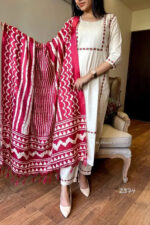Americanchoice Off White Khadi Cotton Kurta With Bottom with Khadi Silk Dupatta - Image 2