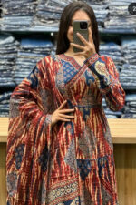 Americanchoice Cotton Anarkali Kurta With Pant & Dupatta Set - Image 4