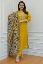 Americanchoice Yellow Cotton Solid Kurtis For Women