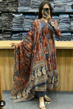 Americanchoice Cotton Anarkali Kurta With Pant & Dupatta Set - Image 3