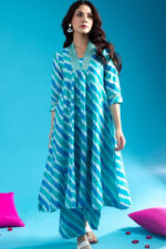 Americanchoice Turquoise Blue Cotton Kurta and Pant Set