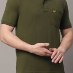 Americanchoice Men's Solid Olive Green Polo T-Shirt