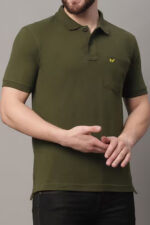 Americanchoice Men's Solid Olive Green Polo T-Shirt