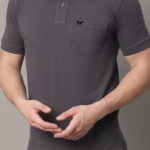 Americanchoice Men's Solid Grey Polo T-Shirt