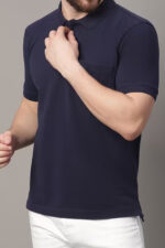 Americanchoice Men's Solid Navy Blue Polo T-Shirt - Image 4