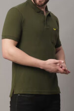Americanchoice Men's Solid Olive Green Polo T-Shirt - Image 3