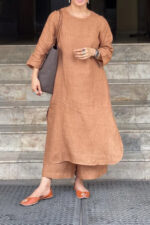 Americanchoice Handloom Brown South Cotton Kurta & Pant Set - Image 4