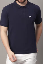 Americanchoice Men's Solid Navy Blue Polo T-Shirt