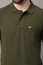 Americanchoice Men's Solid Olive Green Polo T-Shirt - Image 5
