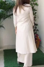 Americanchoice Cream Cotton 3/4 Sleeves V Neck Sided Pocket Co-Ord Set - Image 3