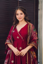 Americanchoice Fully Stitched Designer Pure Chinnon Dress Dupatta Set - Image 2