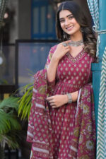 Americanchoice Cotton Embroidered Kurta With Pant & Dupatta Set - Image 5