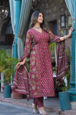 Americanchoice Cotton Embroidered Kurta With Pant & Dupatta Set - Image 4