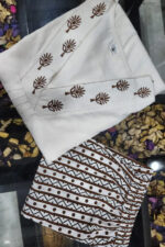 Americanchoice Off White Classy Cotton Embroidered Kurta & Pant Set - Image 5