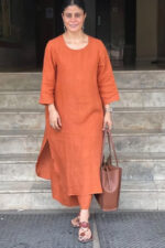 Americanchoice Handloom Orange South Cotton Kurta & Pant Set