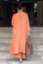 Americanchoice Handloom Orange South Cotton Kurta & Pant Set - Image 5