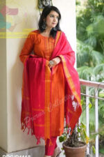 Americanchoice Orange Handloom South Cotton Kurta and Pant Set with South Cotton Dupatta - Image 5