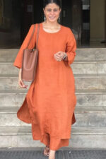 Americanchoice Handloom Orange South Cotton Kurta & Pant Set - Image 2