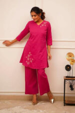 Americanchoice Beautiful Pink Cotton Sifili Fabric Kurta Set - Image 4