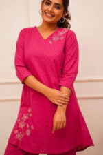 Americanchoice Beautiful Pink Cotton Sifili Fabric Kurta Set - Image 3