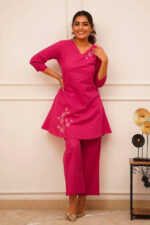 Americanchoice Beautiful Pink Cotton Sifili Fabric Kurta Set