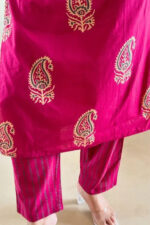 Americanchoice Cotton Pink Kurta With Pant & Dupatta Set - Image 3