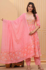 Americanchoice Cotton Pink Kurta With Pant & Dupatta Set