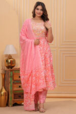 Americanchoice Cotton Pink Kurta With Pant & Dupatta Set - Image 4