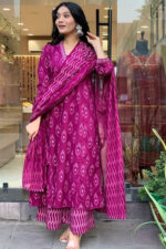 Americanchoice Cotton Kurta With Pant & Dupatta Set