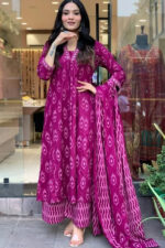 Americanchoice Cotton Kurta With Pant & Dupatta Set - Image 2