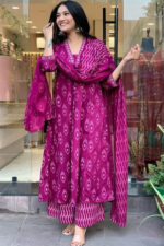 Americanchoice Cotton Kurta With Pant & Dupatta Set - Image 3