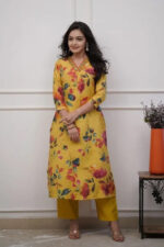 Americanchoice Yellow Muslin Fabric Kurta & Pant Set