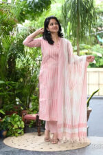 Americanchoice Handloom South Cotton Pink Kurta With Pant & South Cotton Dupatta Set