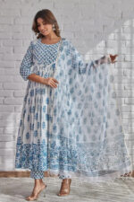 Americanchoice Cotton Anarkali Kurta With Pant & Dupatta Set - Image 2