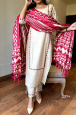 Americanchoice Off White Khadi Cotton Kurta With Bottom with Khadi Silk Dupatta