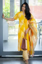 Americanchoice Yellow Handloom South Cotton Kurta With Pant & South Cotton Dupatta Set