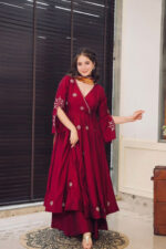 Americanchoice Fully Stitched Designer Pure Chinnon Dress Dupatta Set