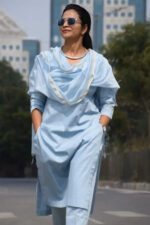 Americanchoice Sky Blue Cotton Kurta & Pant Set - Image 2