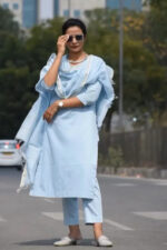 Americanchoice Sky Blue Cotton Kurta & Pant Set - Image 6