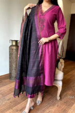 Americanchoice Handloom Cotton Embroidered Kurta With Pant & Dupatta Set