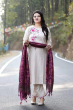 Americanchoice Handloom South Cotton Kurta With Pant & Khadi Silk Dupatta Set - Image 2